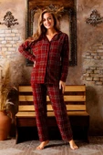Nisanca Kışlık Kadın Gömlek Polar Pijama Takımı- Kadın Düğmeli Polar Pijama Takımı thumbnail 9