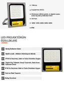300W Led Projektör Park Bahçe Çevre Site Bina Tabela Dış Mekan Led Lamba thumbnail 4