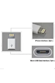 Mikro Usb to iPhone Çevirici Adaptör 8 Pin iPhone 5 5S 5E 6 6S 6 Plus 6S Plus 7 7Plus - 5