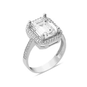 14 Ayar Beyaz Altın Baget Yüzük thumbnail 1