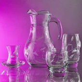 Decocia Pudgy 25 Parça  6 Kişilik Kesme Bardak Çeyiz Seti Sürgün Desenli thumbnail 2