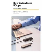 BASEUS 4İN1 USB Çoğaltıcı 4 Portlu USB to USB 3.0 HUB Adaptör Çoklayıcı 25cm 5Gbps İletim - 4