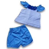 Jolbaby Çiçek Detaylı Çizgili Alt Üst Kız Bebek Şort Takım thumbnail 1