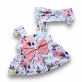 Jolbaby Çiçek Desenli Bandanalı Kız Bebek Bayramlık Elbise - 1