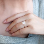 Vaoov 925 Ayar Gümüş Taşlı Sedef Çiçekli Yüzük thumbnail 1