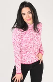 Kadın Dik Yaka Zebra Desen Kazak Pembe - 2