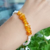 Vaoov 925 Ayar Gümüş Doğal Kehribar ve İnci Bileklik thumbnail 2