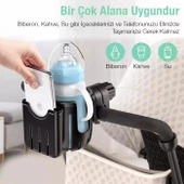 Polham Bebek Arabası için Telefon ve Bardak, Biberon Tutucu, Gidon Uyumlu Telefon ve Bardak Tutucu - 4