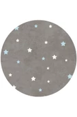 Frenda Home Yıldız Desenli Deri Taban Yuvarlak Çocuk ve Bebek Odası Halısı  MAVİ 160X160 - 1