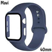 Apple Watch 4-5-6 40mm Silikon Kordon Kayış ve Ekran Koruyucu Kılıf - 5