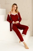 Sabahlıklıklı 3 Parça Çeyizlik Kutulu Kadın Pijama Takımı- Dantelli Kutulu Kadın Pijama- Geniş Beden Aralığı - 8