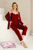 Sabahlıklıklı 3 Parça Çeyizlik Kutulu Kadın Pijama Takımı- Dantelli Kutulu Kadın Pijama- Geniş Beden Aralığı - 6