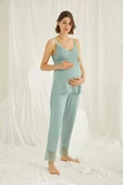 Monamise 18469 Yeşil Hamile Lohusa 3 Lü Pijama Sabahlık Tk - 4