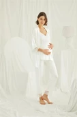Monamise 18433 Ekru Hamile Lohusa 3 Lü Pijama  Sabahlık Tk - 2