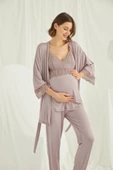 Monamise 18431 Vizon Hamile Lohusa 3 Lü Pijama Sabahlık Tk - 5