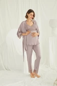 Monamise 18431 Vizon Hamile Lohusa 3 Lü Pijama Sabahlık Tk - 1
