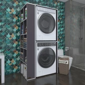 Kenzlife çamaşır-kurutma makinesi dolabı bolodenka sol gri 180*090*60 banyo kapaksız arkalıksız thumbnail 1