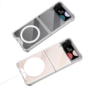 Galaxy Z Flip 3 Kılıf Wireless Şarj Özellikli Airbagli Kıpta Anti Shock Magsafe Kapak - 4