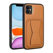 Vendas iPhone 12 Uyumlu ( iPhone 12 ) Kartlıklı Standlı Silikon Kenarlı Metal Kamera çerçeveli Pu Deri Kılıf - 4