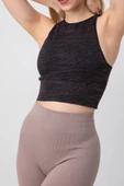 DoReMi Seamless Zebra Desenli Halter Yaka Spor Sütyen - 8