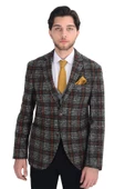 Cengiz İnler Ekose Çift Düğme Yelekli Slim Fit Erkek Takım Elbise - 10