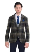 Cengiz İnler Ekose Çift Düğme Yelekli Slim Fit Erkek Takım Elbise - 3