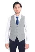 Cengiz İnler Ekose Çift Düğme Yelekli Slim Fit Erkek Takım Elbise - 4