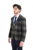 Cengiz İnler Ekose Çift Düğme Yelekli Slim Fit Erkek Takım Elbise - 5