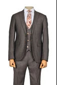 Cengiz İnler Kırçıl Tek Düğme 6 Drop Yelekli Slim Fit Erkek Takım Elbise - 4