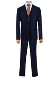 Cengiz İnler Çizgili Kırçıl Desen Tek Düğme 6 Drop Yelekli Slim Fit Erkek Takım Elbise - 4