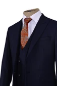 Cengiz İnler Çizgili Kırçıl Desen Tek Düğme 6 Drop Yelekli Slim Fit Erkek Takım Elbise - 3