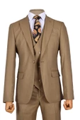 Cengiz İnler Çizgili Kırçıl Desen Tek Düğme 6 Drop Yelekli Slim Fit Erkek Takım Elbise - 5