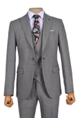 Cengiz İnler Armür Kırçıl Desen Tek Düğme 6 Drop Yelekli Slim Fit Erkek Takım Elbise - 4