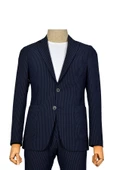 Cengiz İnler Dik Çizgi Gofre 6 Drop Slim Fit Erkek Takım Elbise - 12