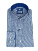 Cengiz İnler Standart Yaka Dört Çizgi Kare Desen Oxford Slim Fit Erkek Pamuk Gömlek - 6