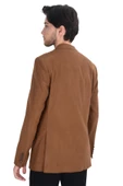 Cengiz İnler Çapraz Çizgili Mono Yaka Çift Düğme Slim Erkek Ceket thumbnail 11