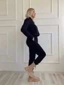 Kadın Kapüşonlu Paçası Lastikli Eşofman Takımı Siyah - 4