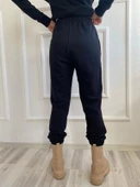 Kadın Kapüşonlu Paçası Lastikli Eşofman Takımı Siyah - 8