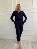 Kadın Kapüşonlu Paçası Lastikli Eşofman Takımı Siyah - 2