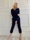 Kadın Kapüşonlu Paçası Lastikli Eşofman Takımı Siyah - 5