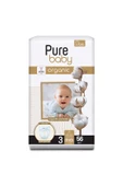 Pure Baby Organik Pamuklu Cırtlı Bez 4lü Paket 3 Numara Midi 224 Adet - 2