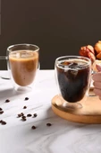 Çift Cidarlı Bardak Cam Kupa 310 ml Ev Ofis Espresso Kahve Fincanı Borosilikat Kulplu Çay Bardağı - 5