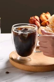 Çift Cidarlı Bardak Cam Kupa 310 ml Ev Ofis Espresso Kahve Fincanı Borosilikat Kulplu Çay Bardağı - 4