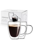 Çift Cidarlı Bardak Cam Kupa 310 ml Ev Ofis Espresso Kahve Fincanı Borosilikat Kulplu Çay Bardağı - 3