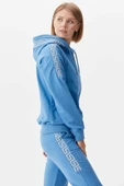 Sim Örgü Detaylı Kapüşonlu Eşofman Takım - Mavi thumbnail 2