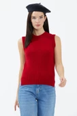 Sıfır Yaka Triko Süveter - Kırmızı thumbnail 2