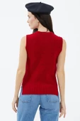 Sıfır Yaka Triko Süveter - Kırmızı thumbnail 3