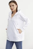 Fermuarlı Oversize Sweat - Beyaz - 2
