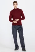 Erkek Yarım Boğazlı Triko Kazak - Bordo - 2