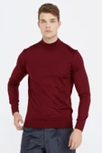 Erkek Yarım Boğazlı Triko Kazak - Bordo - 1
